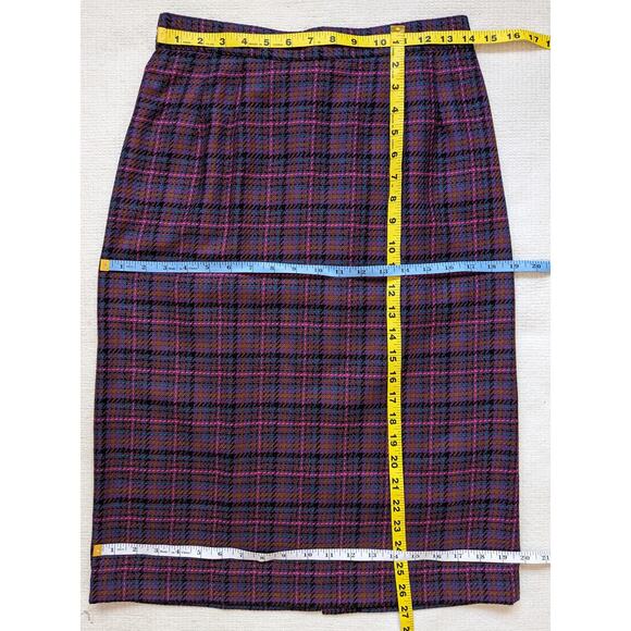 VINTAGE SAG HARBOR Purple Plaid Mid-length Skirt Size 10 - Picture 12 of 12
